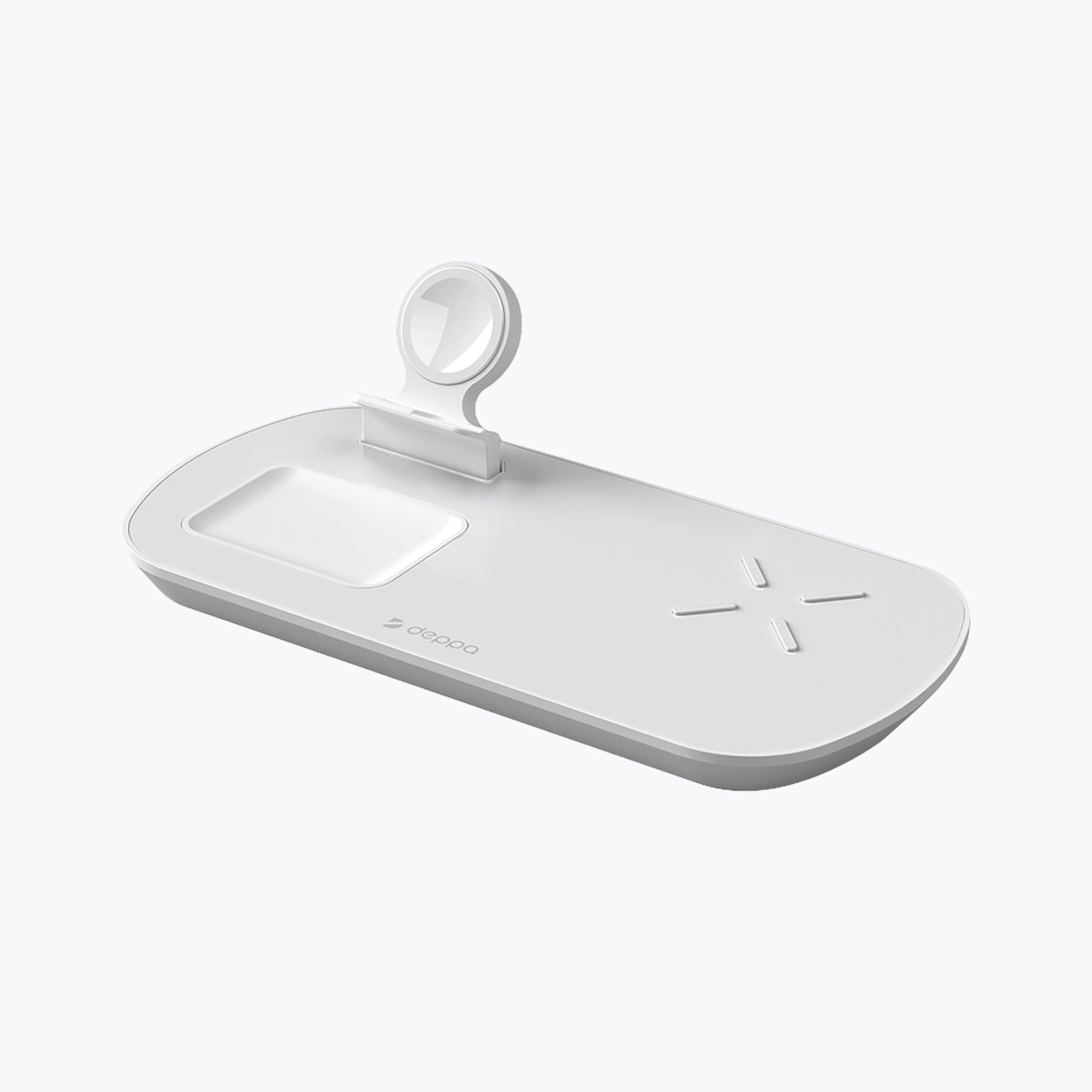 Зарядная станция 3 в 1: iPhone, Apple Watch, Airpods, беспроводная, 17,5 Вт, белая, Deppa