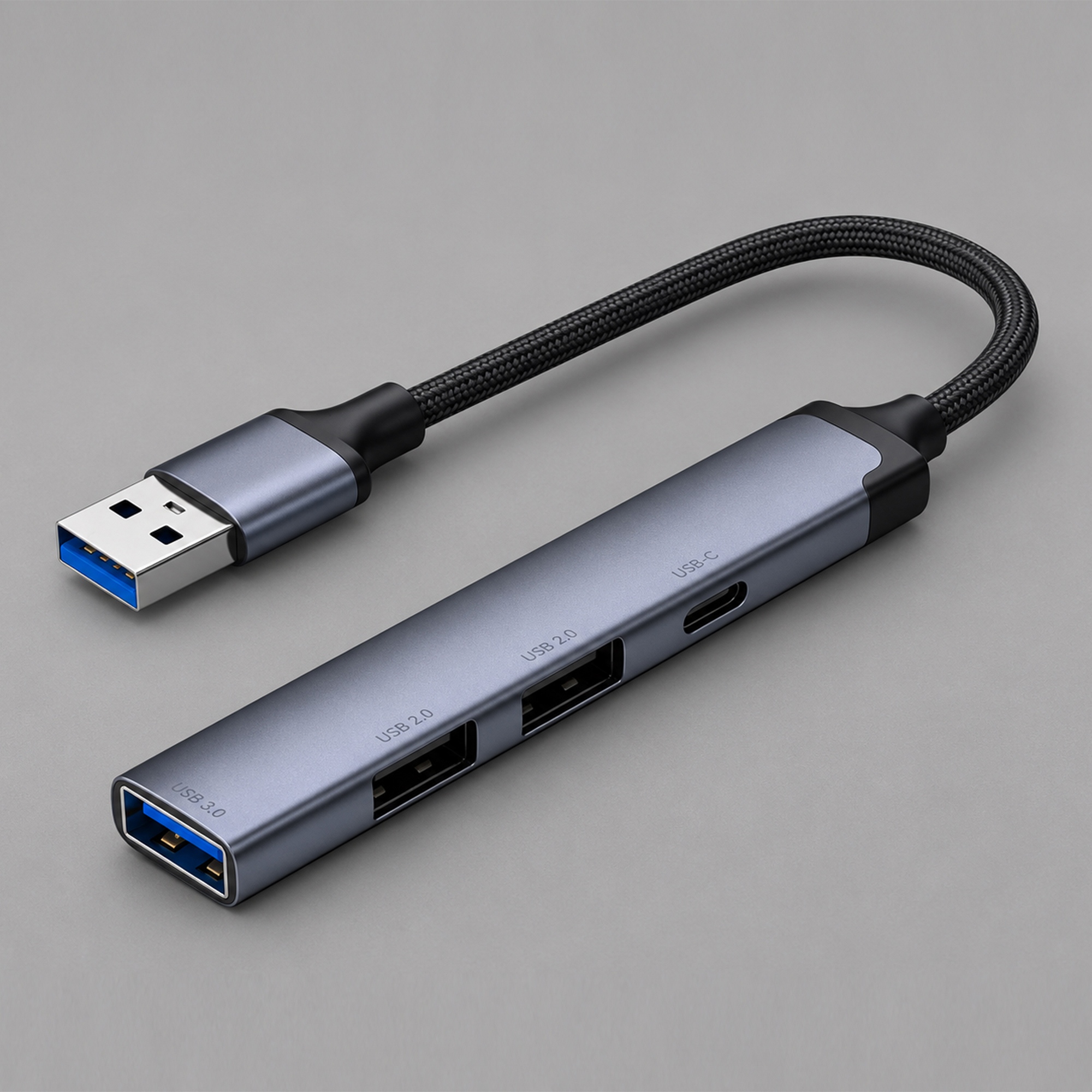 USB-хаб USB-A 3.0 + 2xUSB-A 2.0 + USB-C с логотипом Deppa | Print Logo
