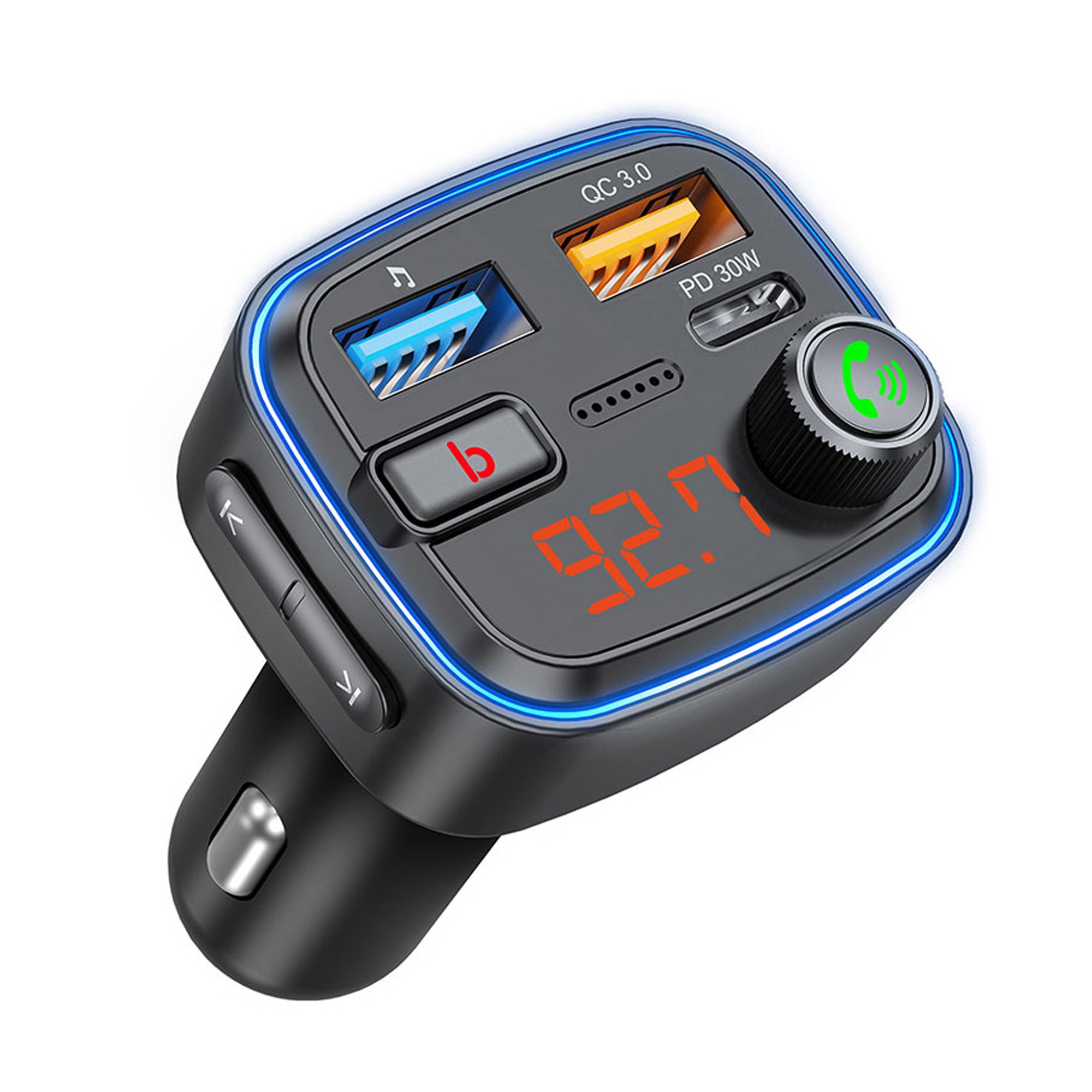FM-трансмиттер Wave Pro, QC/PD, LED, 48Вт, ENC, Bass boost, черный, Deppa