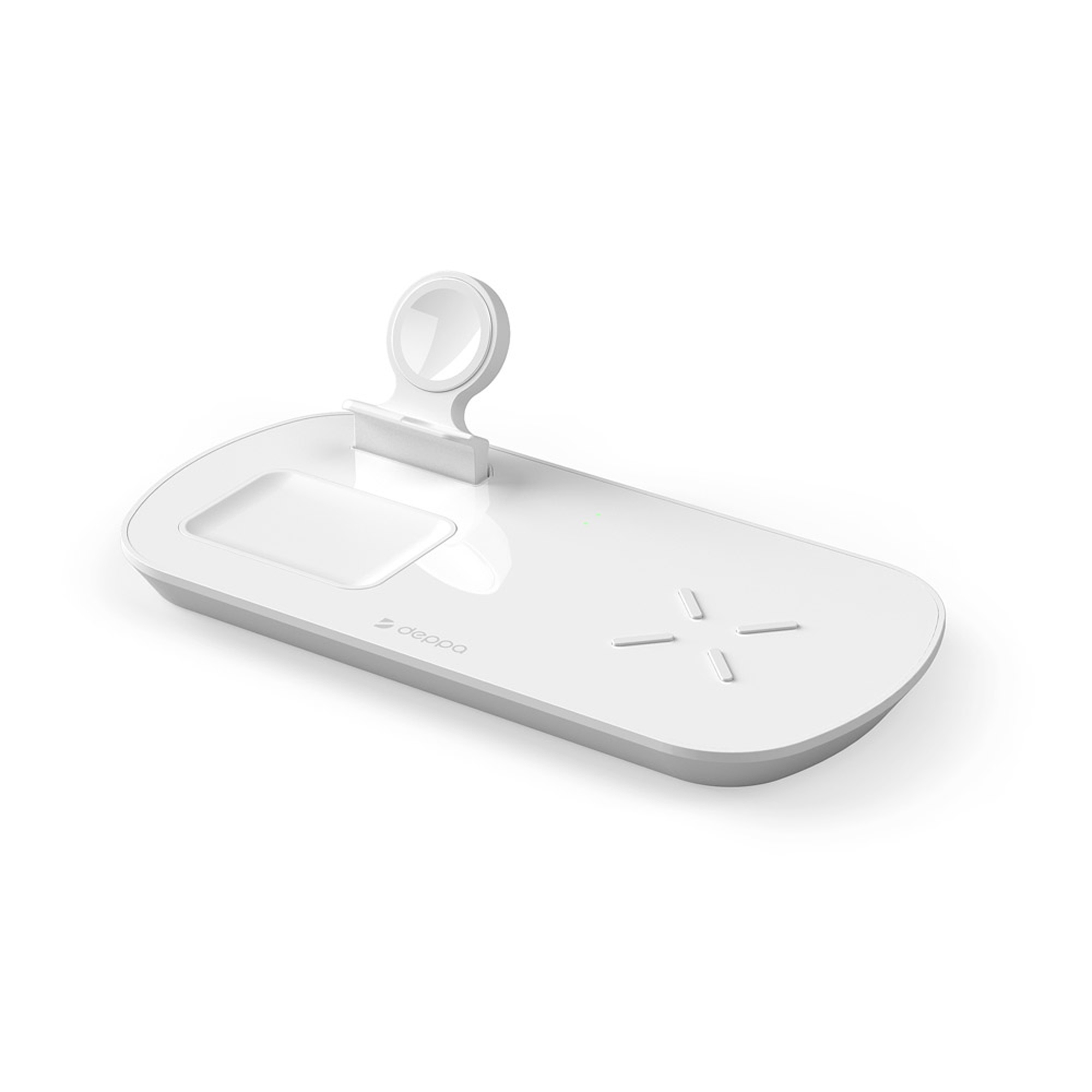 Зарядная станция 3 в 1: iPhone, Apple Watch, Airpods, беспроводная, 17,5 Вт, белая, Deppa