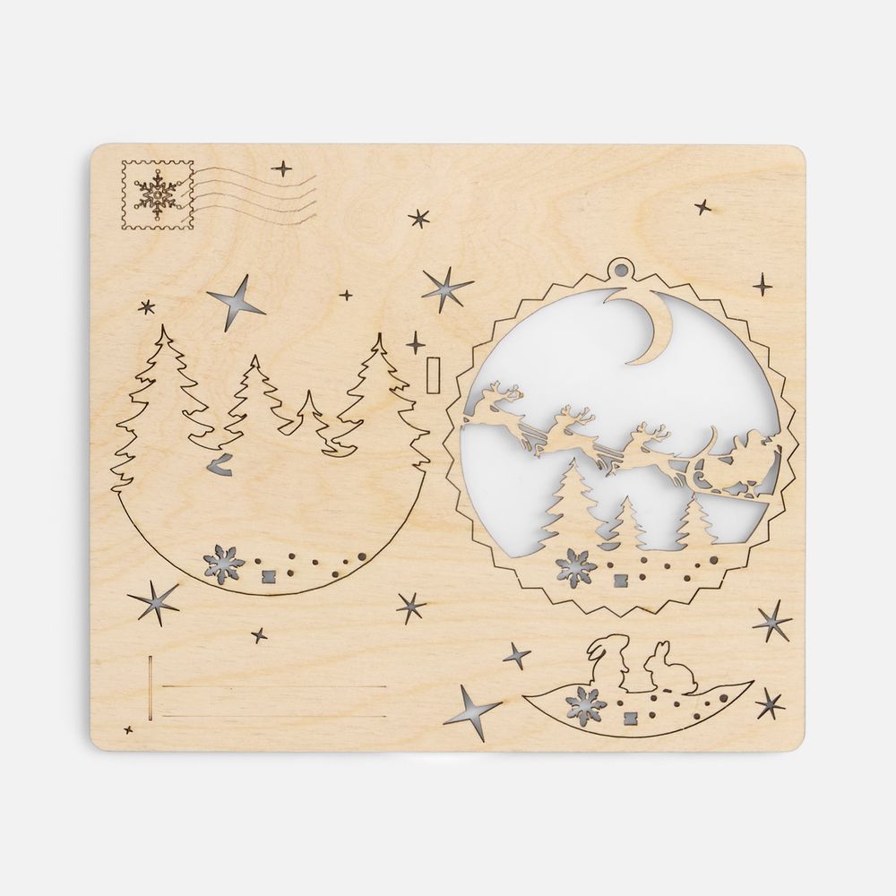 Новогодняя открытка-конструктор WoodieWishes с логотипом  | Print Logo