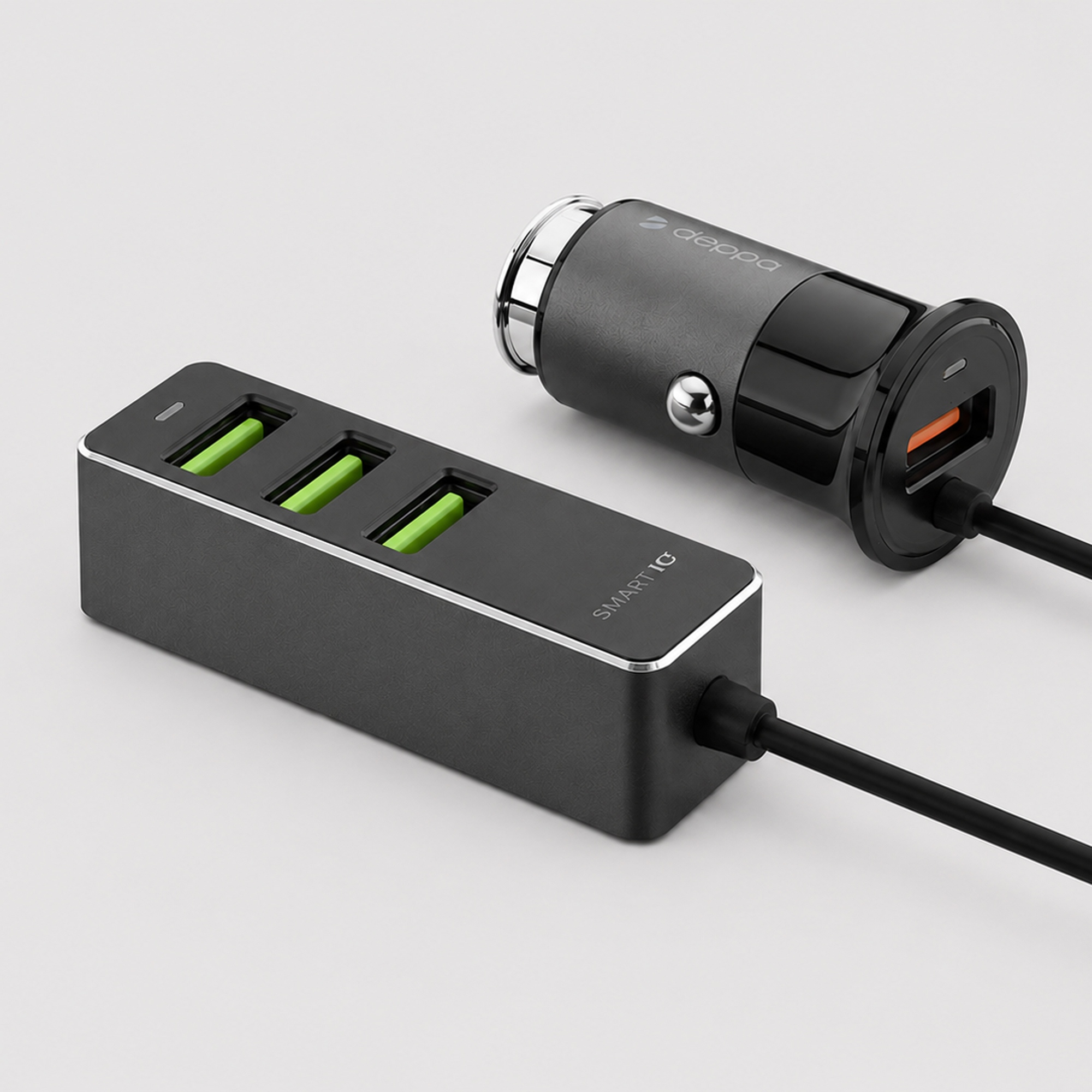 АЗУ 1 USB + 3 USB для пассажиров, QC 3.0, 7Аa с логотипом Deppa | Print Logo