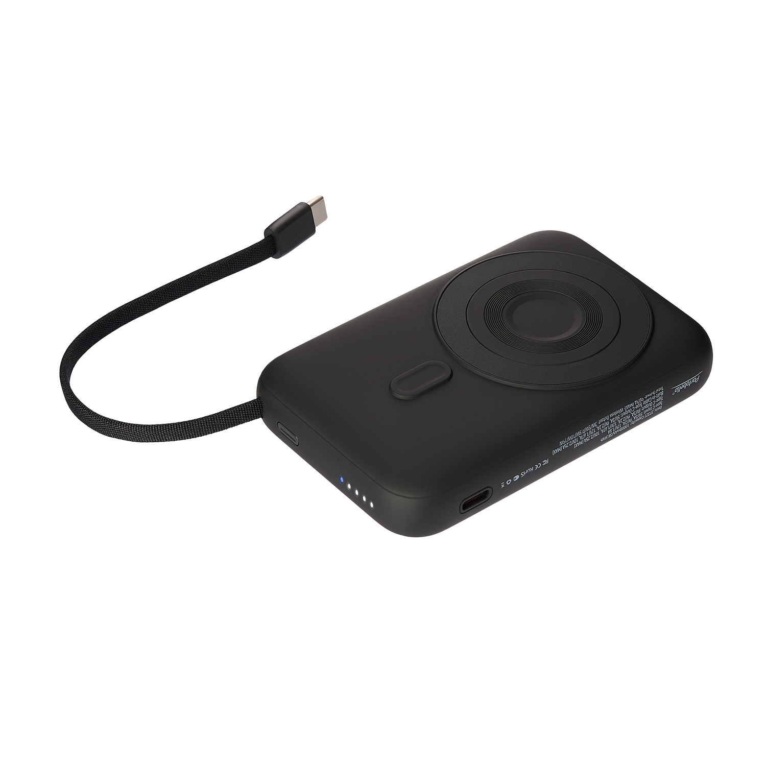 Внешний аккумулятор Комбо (Combo) 4-в-1 10000mAh с функцией беспроводной зарядки 15W, черный фото на сайте Print Logo.