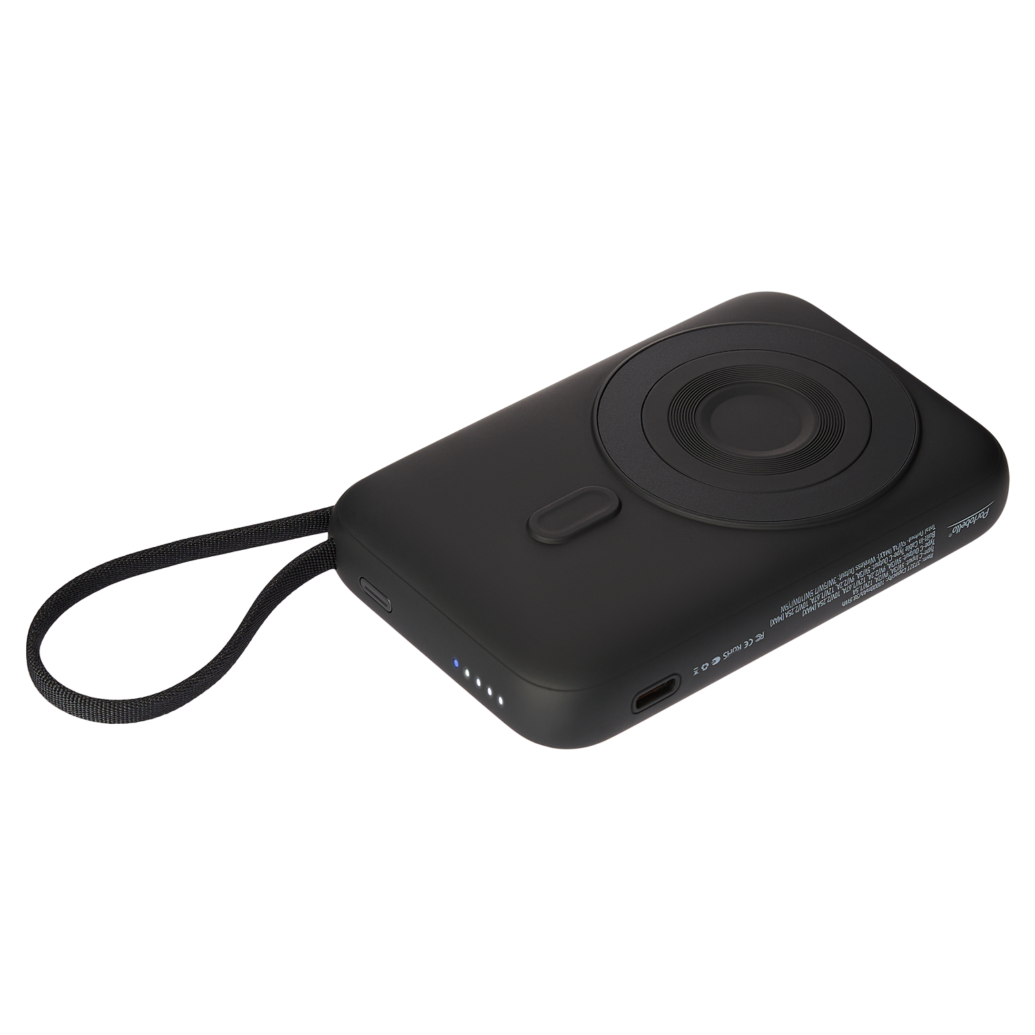 Внешний аккумулятор Комбо (Combo) 4-в-1 10000mAh с функцией беспроводной зарядки 15W, черный с логотипом Portobello Внешние Аккумуляторы | Print Logo
