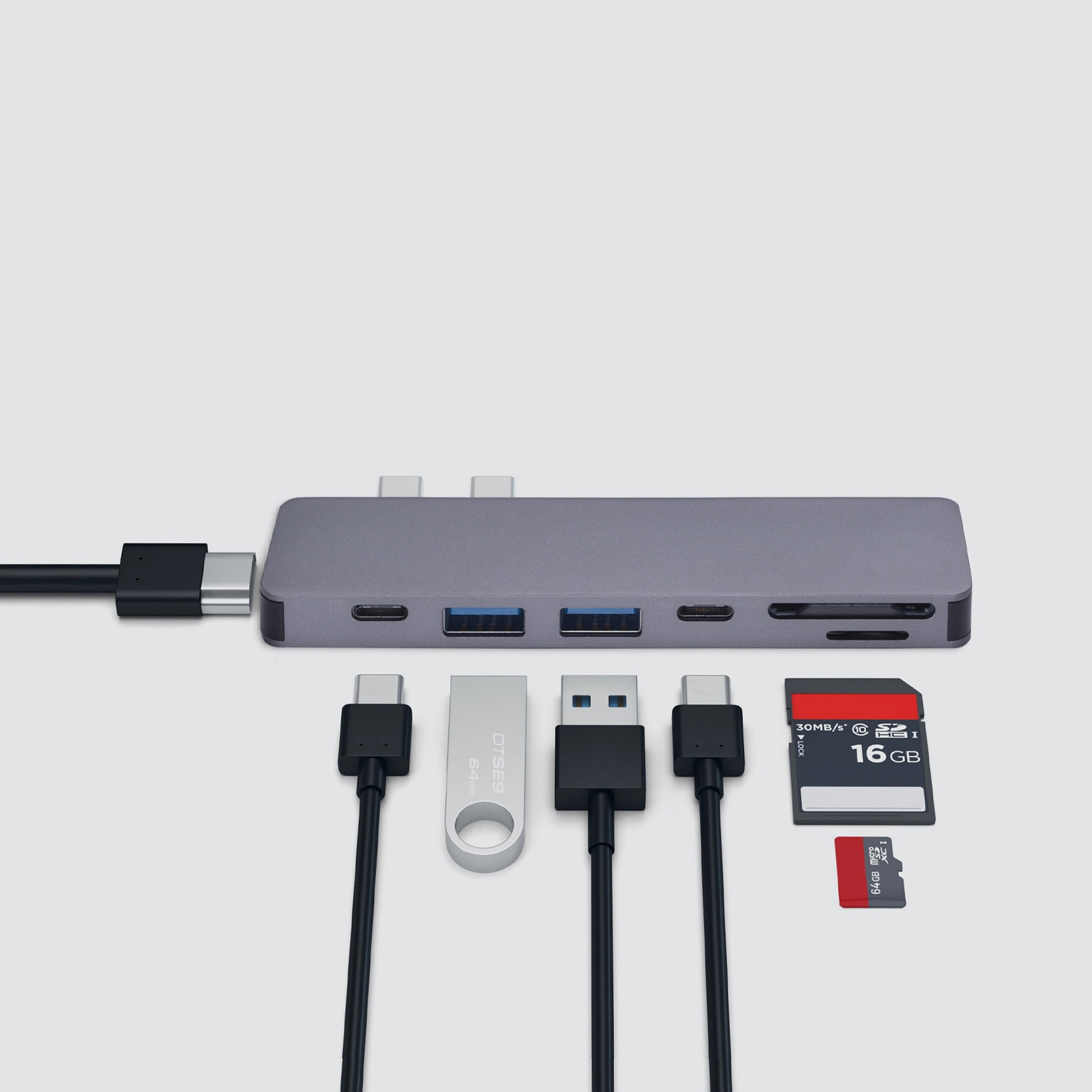 USB-C адаптер для MacBook 7-в-1, серебро, Deppa
