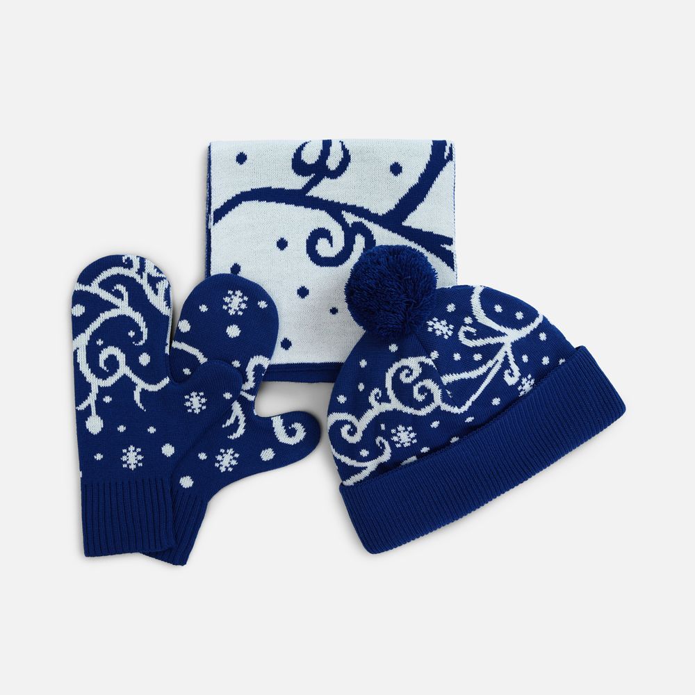 Варежки Adventino, темно-синий (кобальт) с молочным, размер L/XL