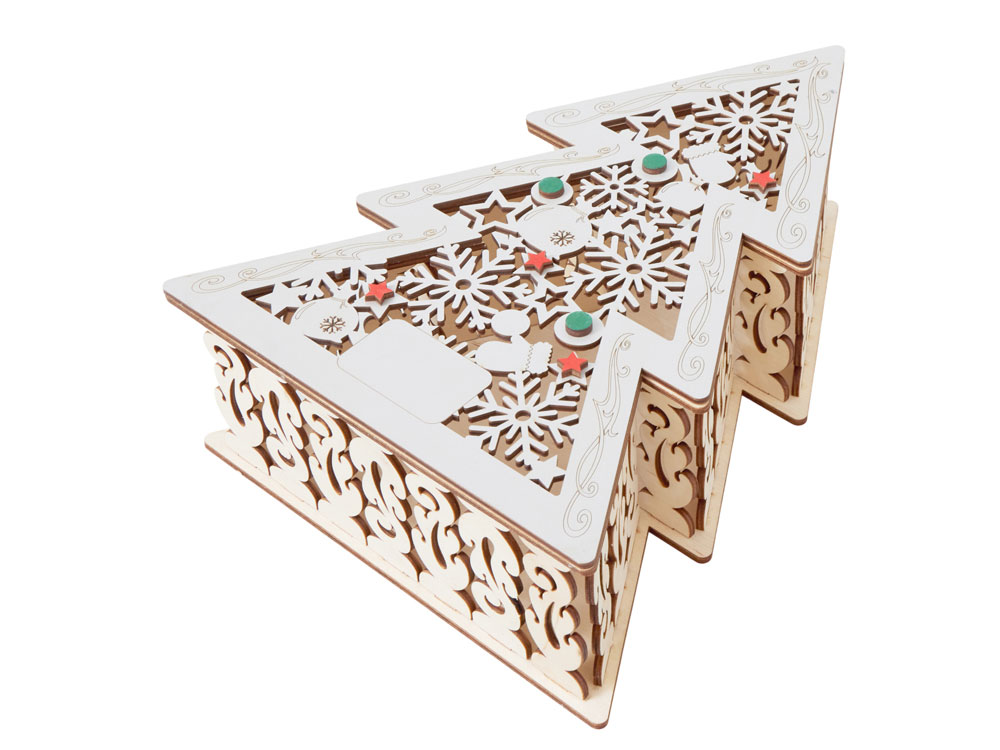 Шкатулка из фанеры в виде елки Firytale , серебристая