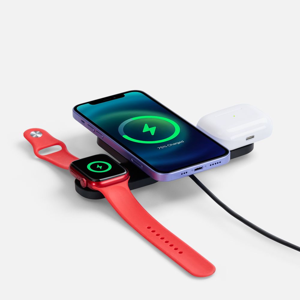 Складная станция беспроводной зарядки Trilogic — пример нанесения логотипа (Molti) | Print Logo