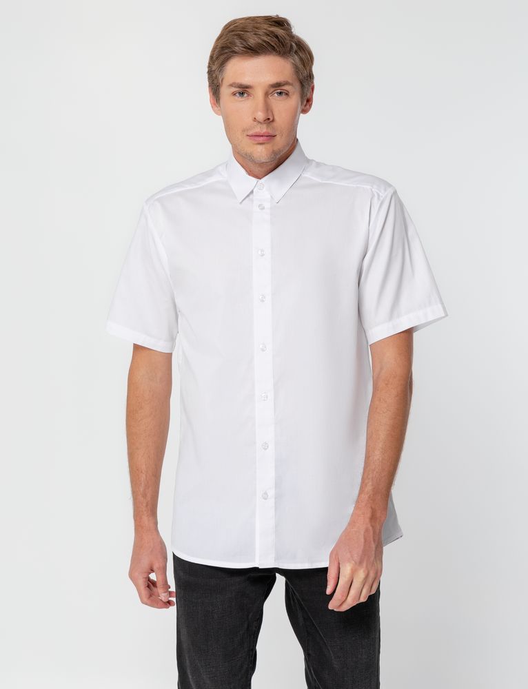 Рубашка мужская с коротким рукавом Collar, белая, размер 70; 188