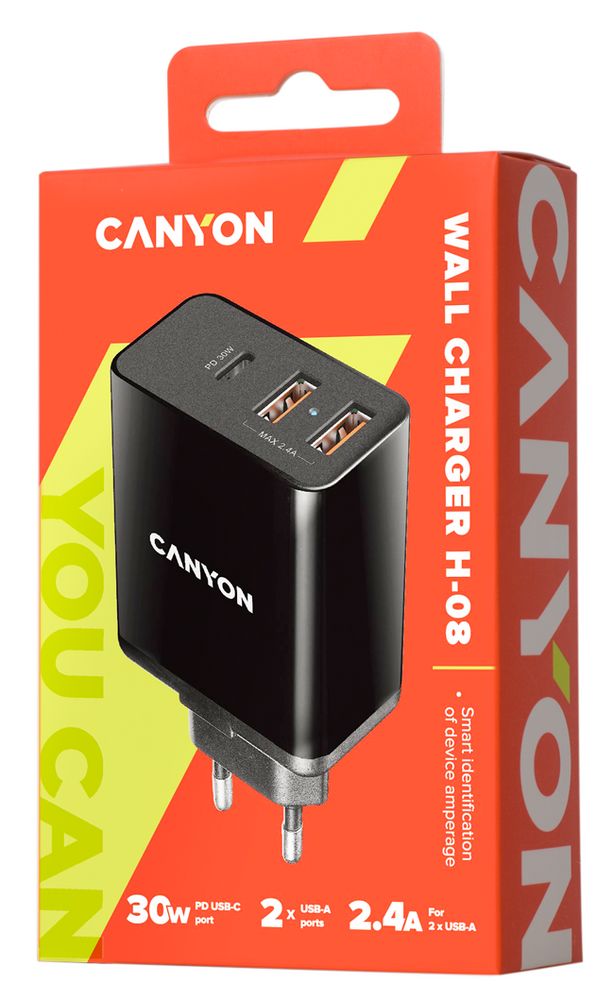 Сетевое зарядное устройство Canyon H-08 PD с разъемом Type-C фото на сайте Print Logo.