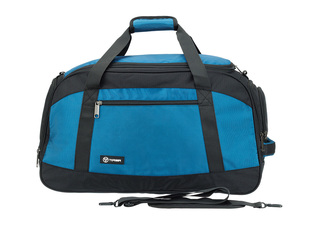 Сумка спортивная TORBER, синий/черный, полиэстер, 52 х 25 х 30 см