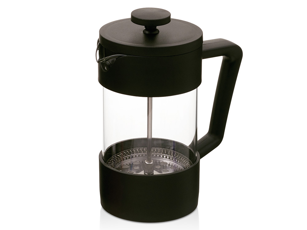 Подарочный набор c пледом, френчпрессом, чаем и медом, черный