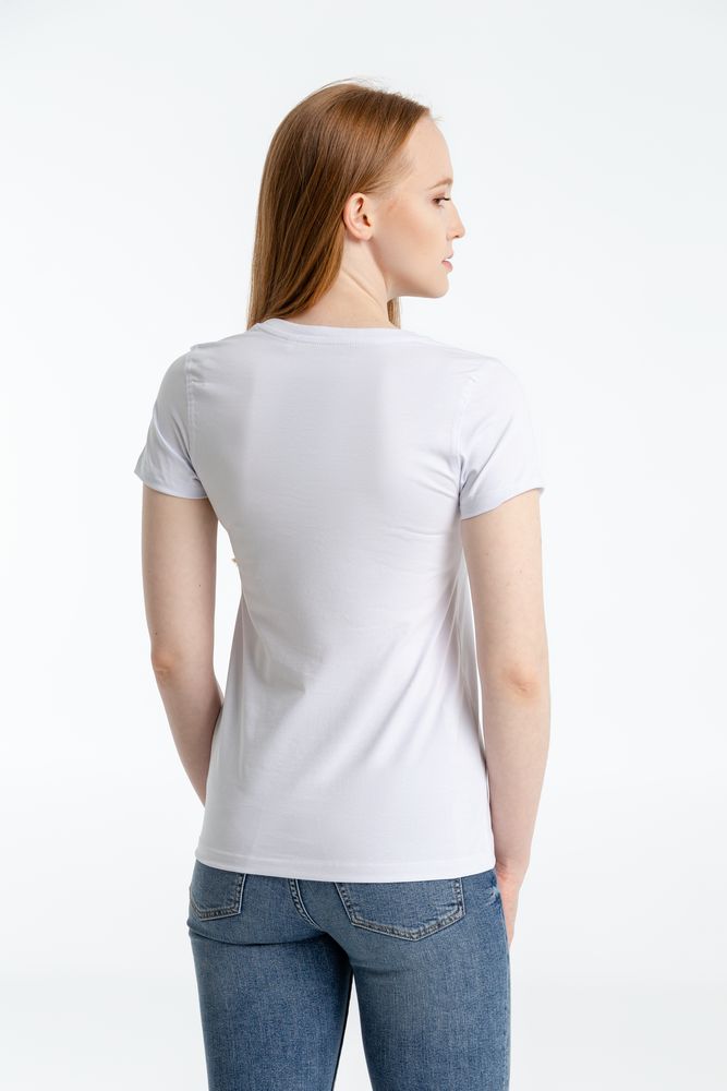 Футболка женская «Леон», белая — пример нанесения логотипа (Соль) | Print Logo