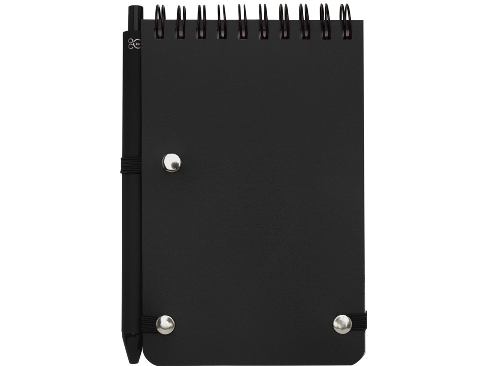 Блокнот Thalaasa формата А6 в твердой обложке из океанического пластика с шариковой ручкой - сплошной черный