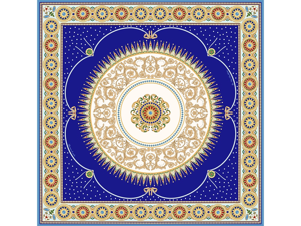 Платок Павловск. Севрский фарфор с логотипом Русские в моде | Print Logo