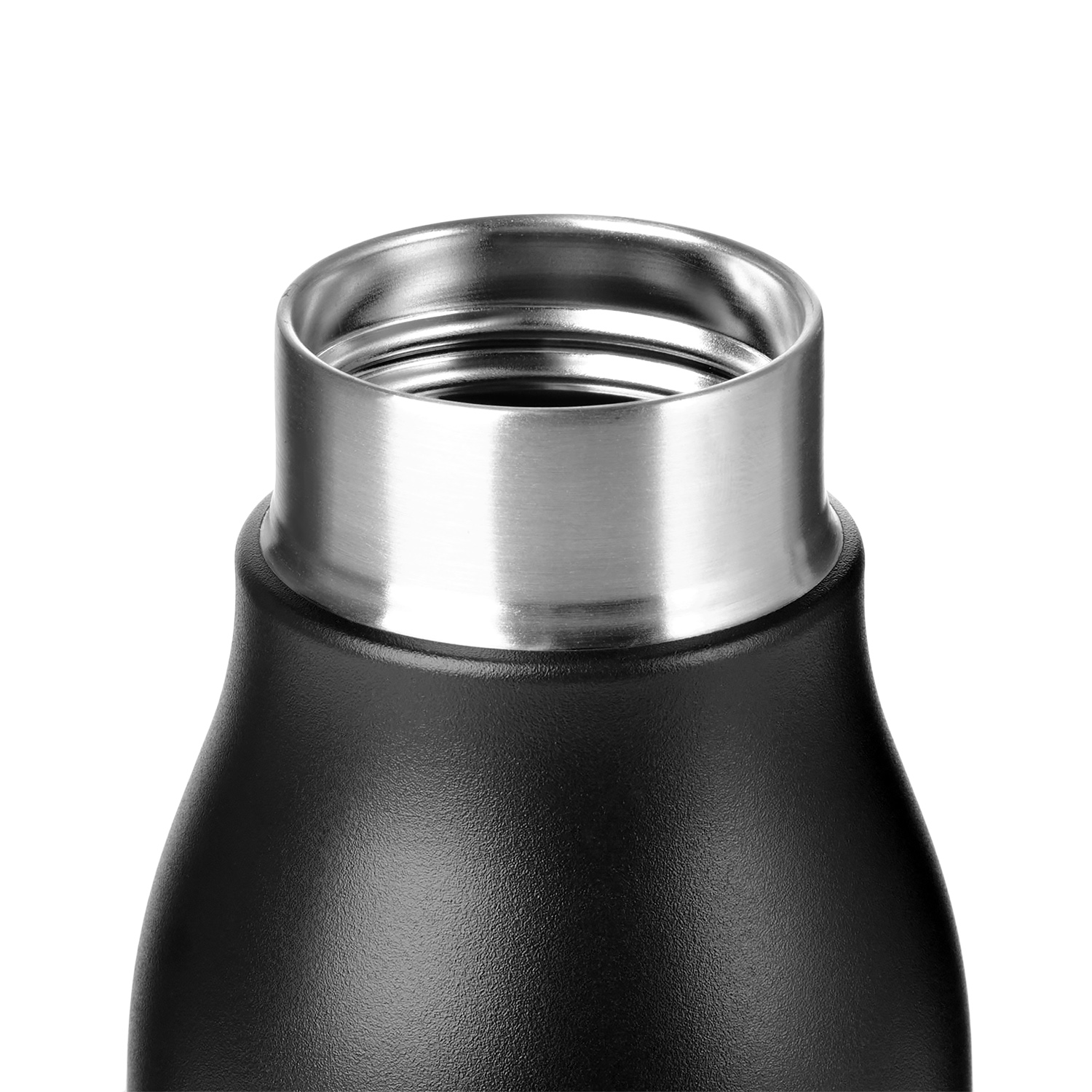 Термобутылка вакуумная герметичная Sevilla, черная — пример нанесения логотипа (Portobello Термокружки) | Print Logo