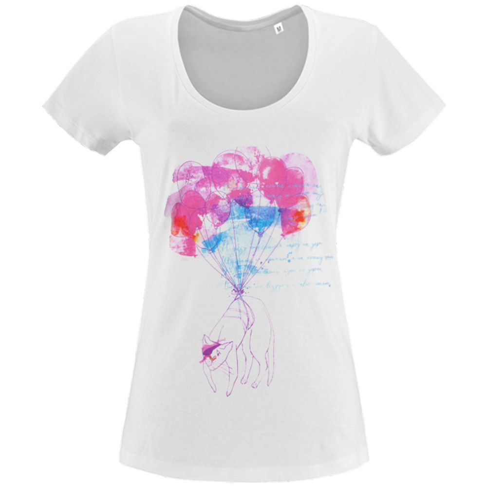 Футболка женская «Удивительная кошка» с логотипом Принтэссенция | Print Logo