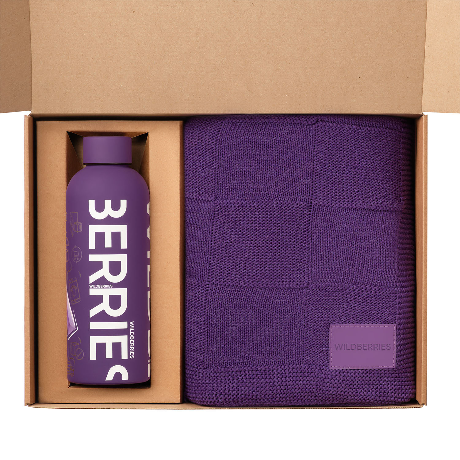 Подарочный набор Prima, Cella, фиолетовый (плед, термобутылка) фото на сайте Print Logo.
