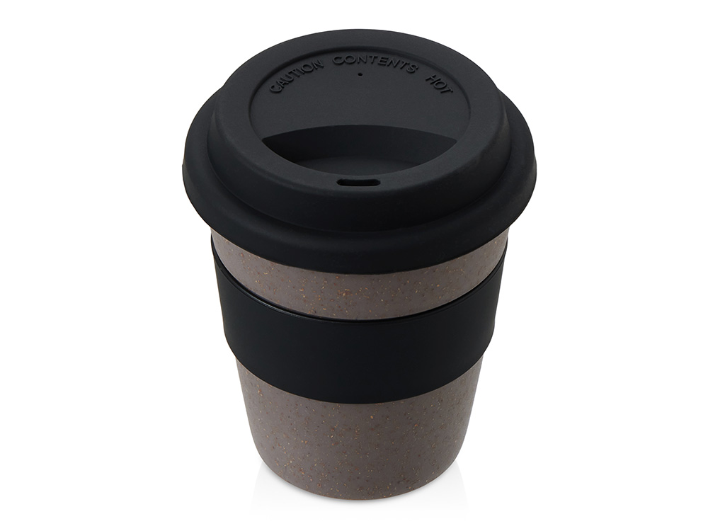 Стакан с силиконовой крышкой Cafe, черный