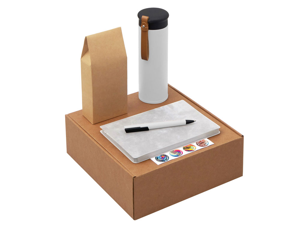 Набор Draftea с блокнотом, ручкой, термосом и чаем с логотипом  | Print Logo