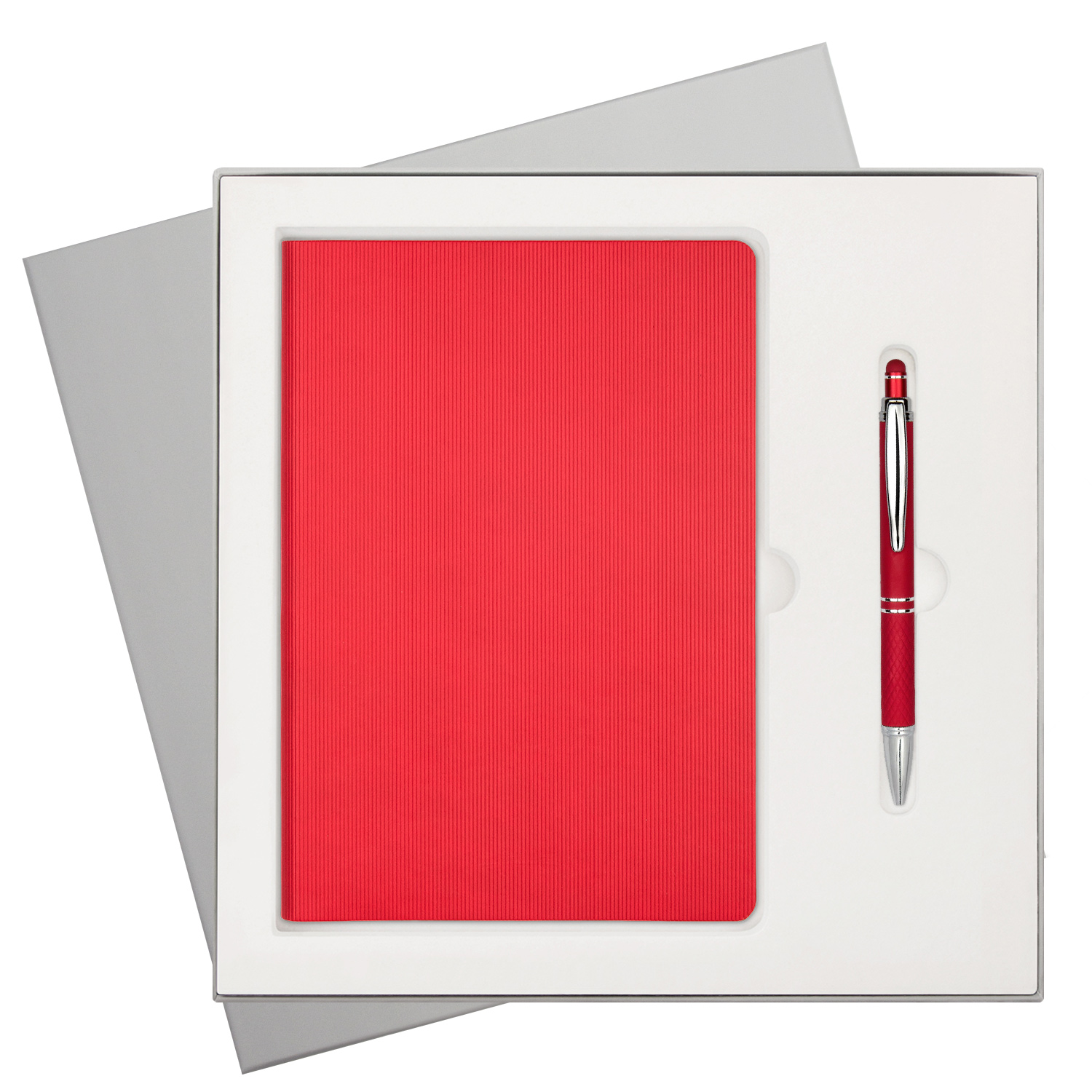 Подарочный набор Rain, красный (ежедневник, ручка) фото на сайте Print Logo.