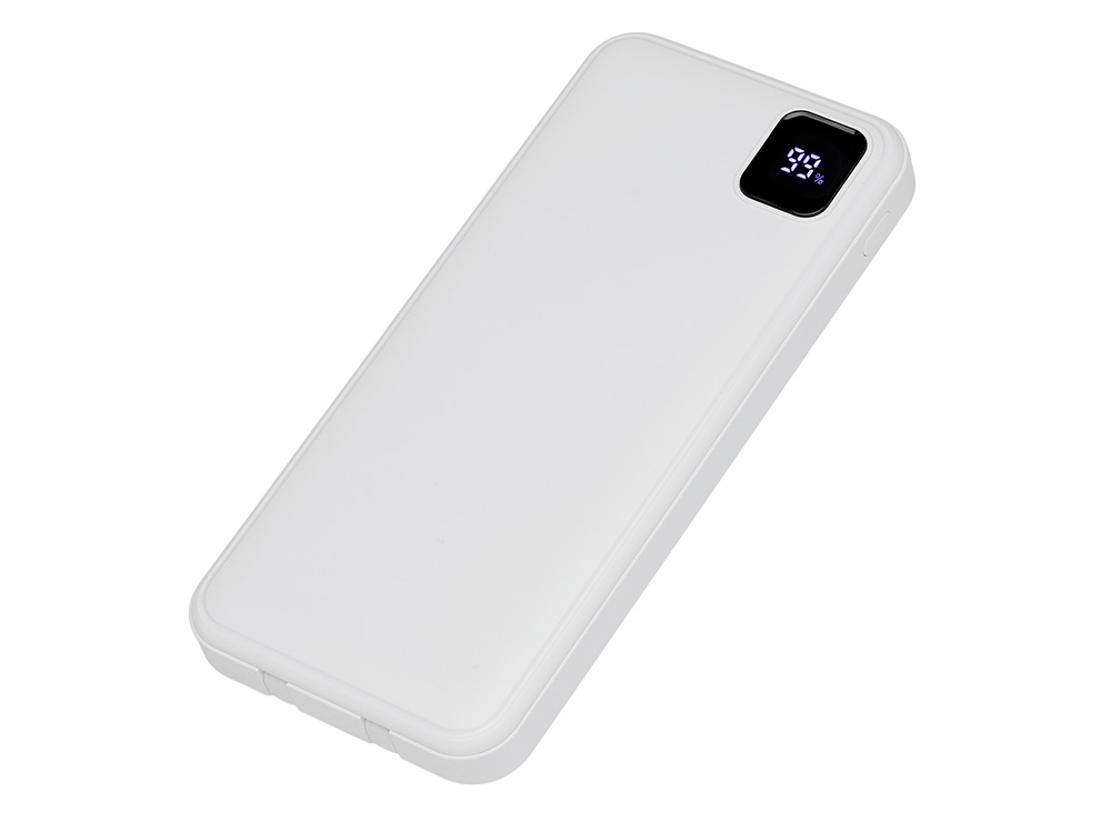 Внешний аккумулятор со встроенными кабелями Фрэйм, 10000мач с логотипом Evolt | Print Logo