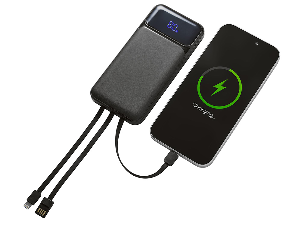 Подарочный набор Tesla с блокнотом А5, ручкой и пауэрбенком на 10 000 mAh, черный