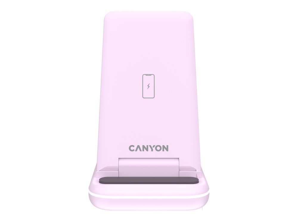 Беспроводное зарядное устройство 3-в-1 CANYON WS-304 (CNS-WCS304B), 15W, розовый