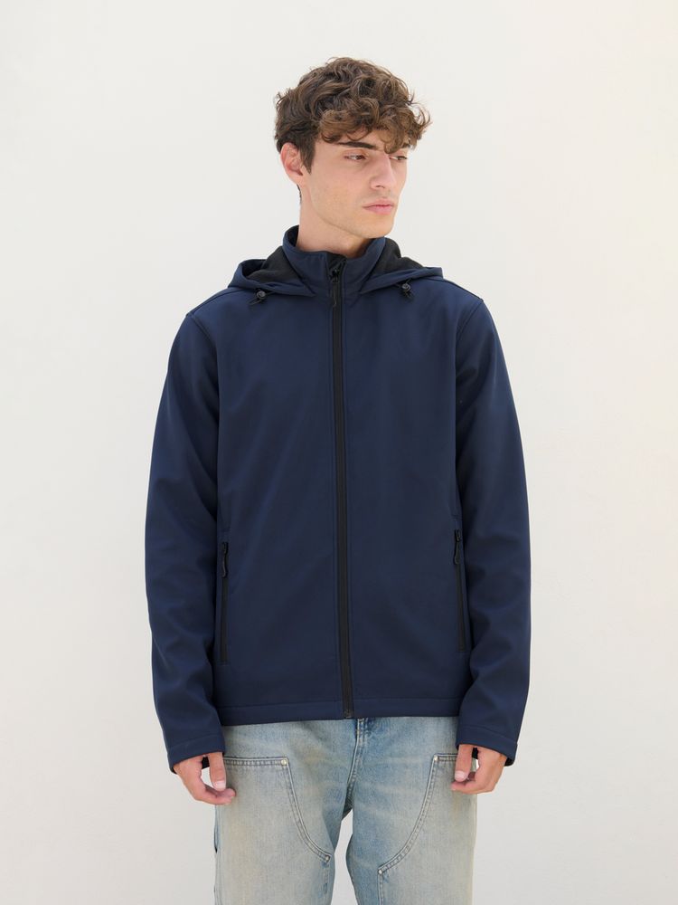 Куртка софтшелл с капюшоном мужская Race Men, черная, размер 3XL