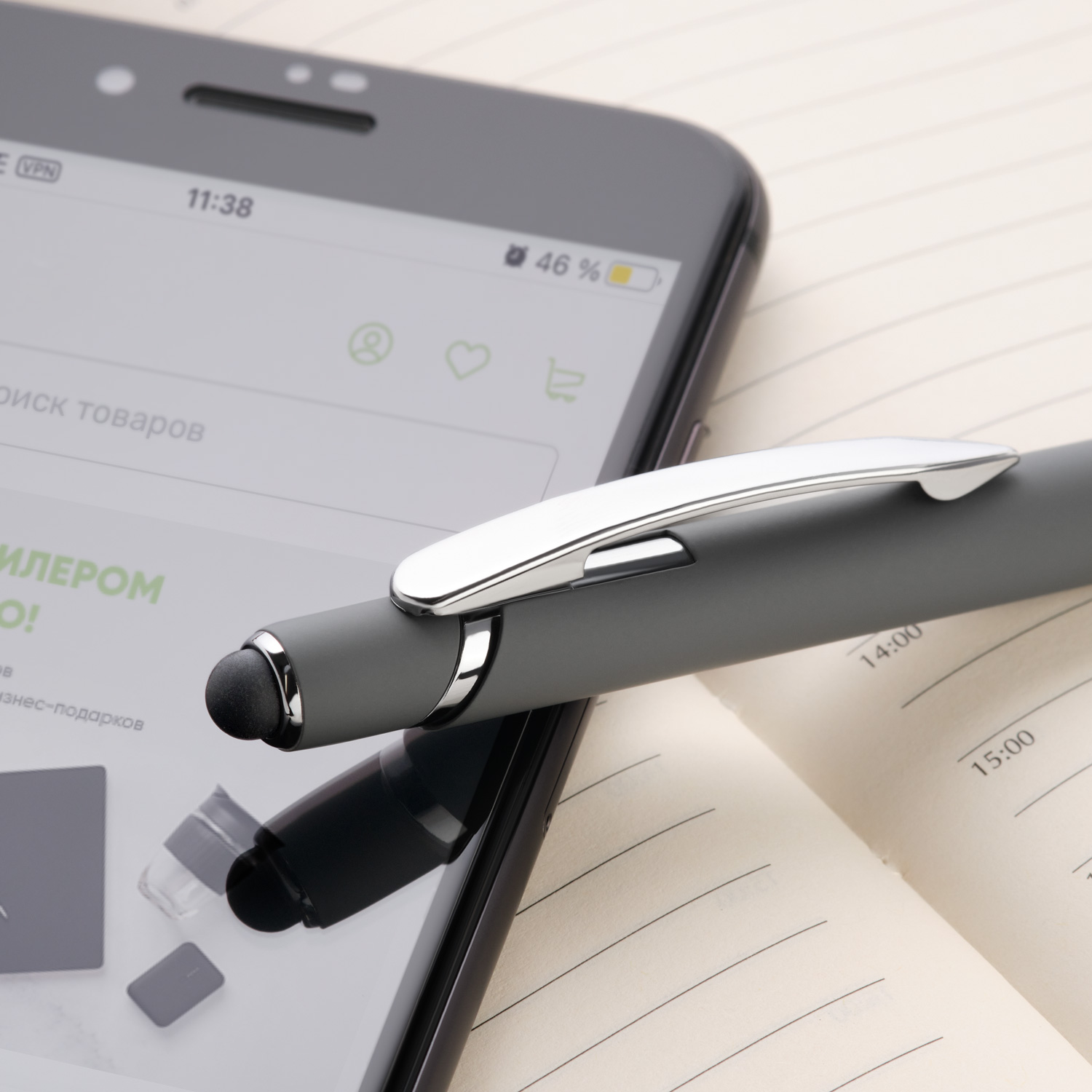 Шариковая ручка Комет Нео (Comet NEO), серая