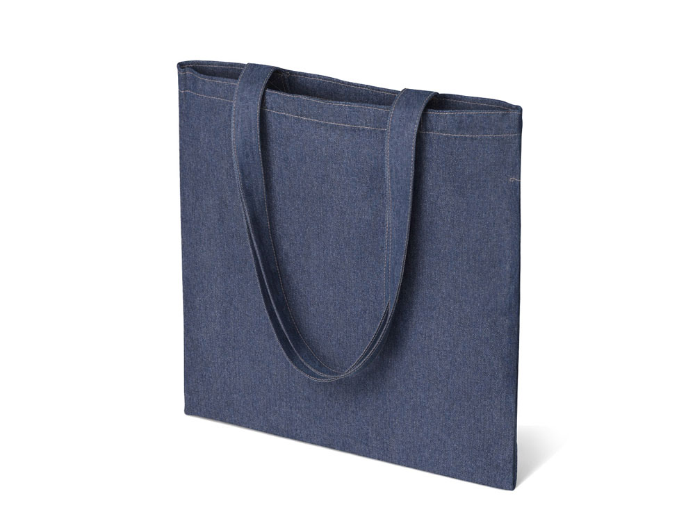Джинсовая сумка-шоппер Indigo с широкими лямками с логотипом  | Print Logo