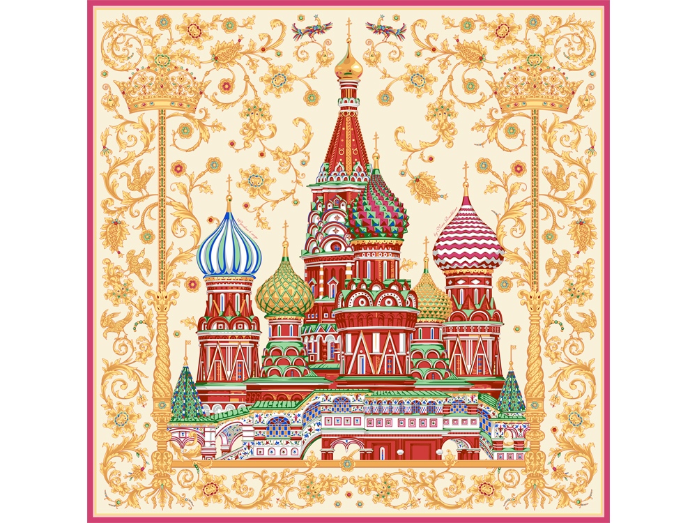 Платок Собор Василия Блаженного с логотипом Русские в моде | Print Logo