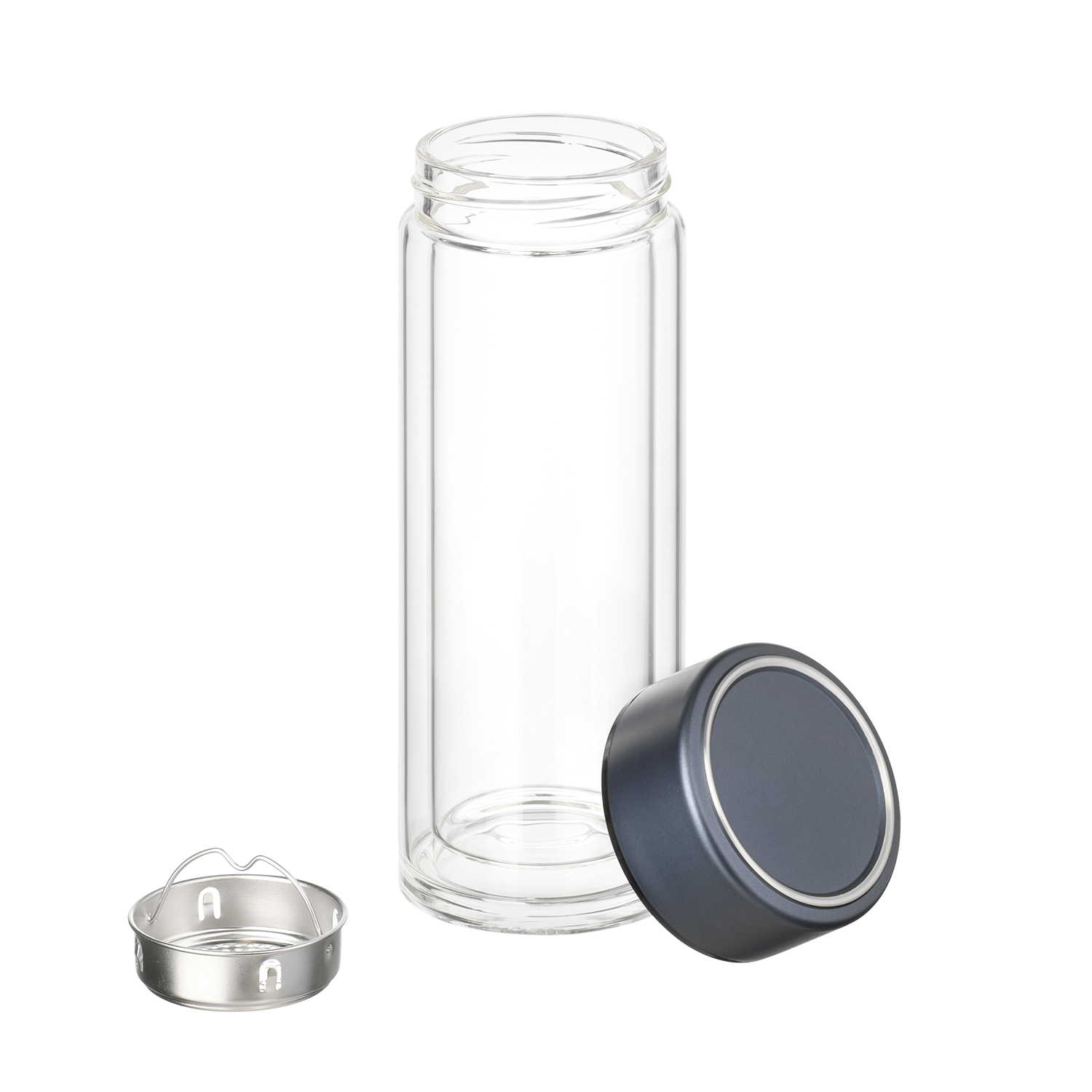 Бутылка стеклянная с двойными стенками Aravia, синяя фото на сайте Print Logo.