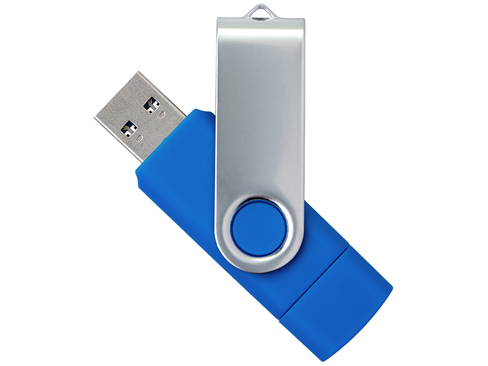 USB3.0/USB Type-C флешка на 16 Гб Квебек C, синий