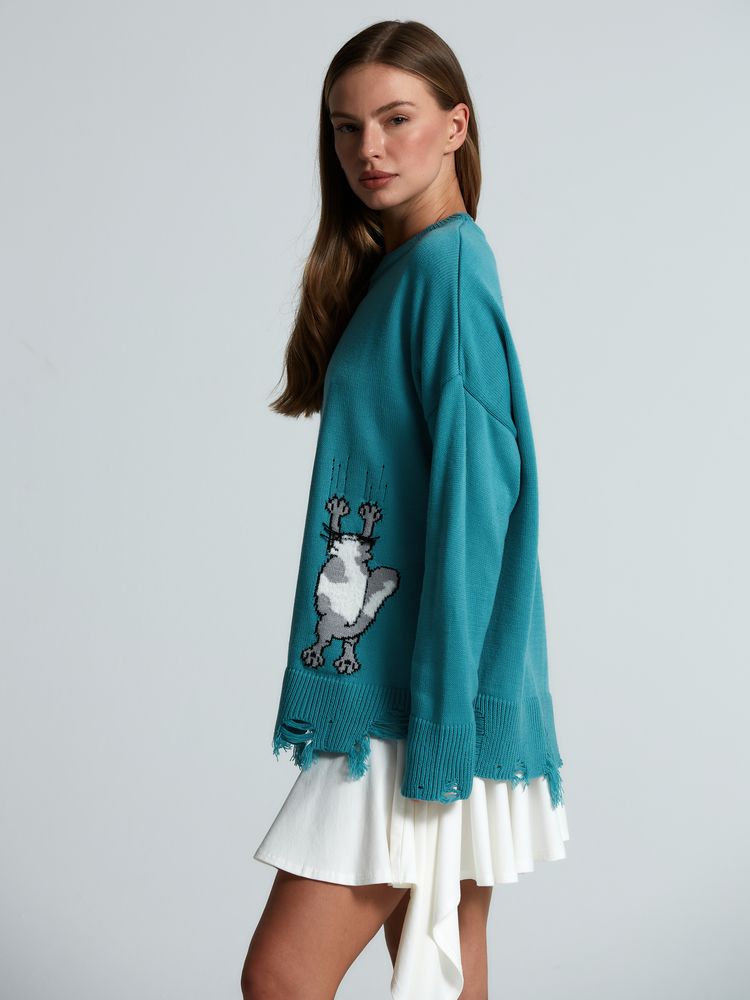 Свитер оверсайз Tricksy Net Grunge на заказ, акрил, размер S/M