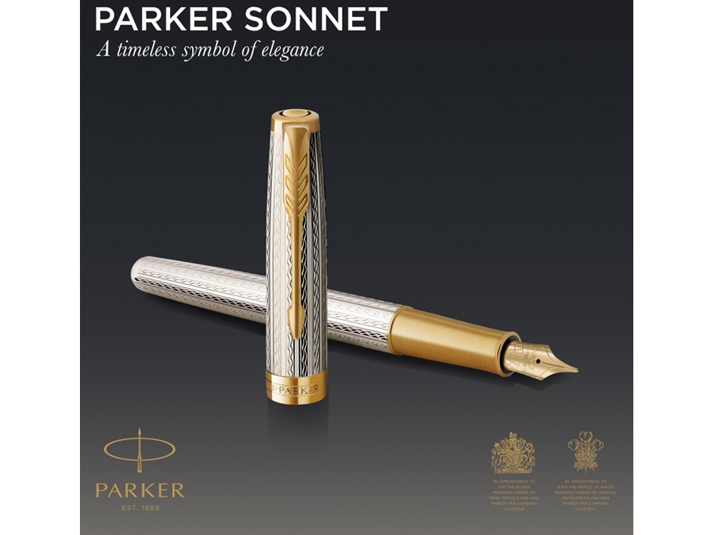 Перьевая ручка Parker Sonnet Silver Mistral GT, перо: M, цвет чернил: black, в подарочной упаковке