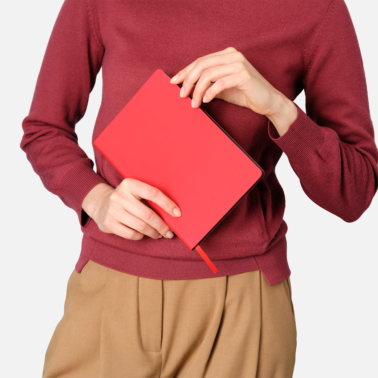 Ежедневник Latte soft touch недатированный, серый/красный фото на сайте Print Logo.