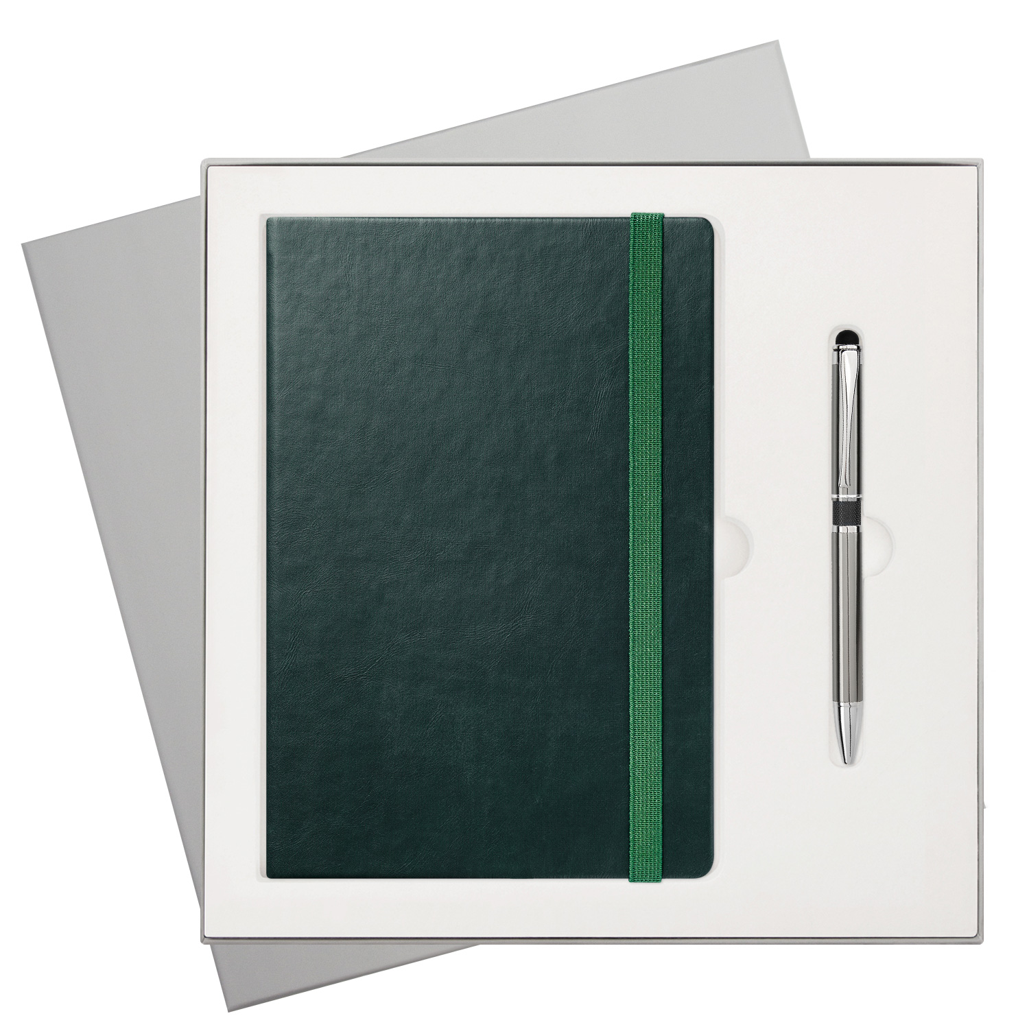 Подарочный набор Portland Btobook, зеленый (ежедневник, ручка) фото на сайте Print Logo.