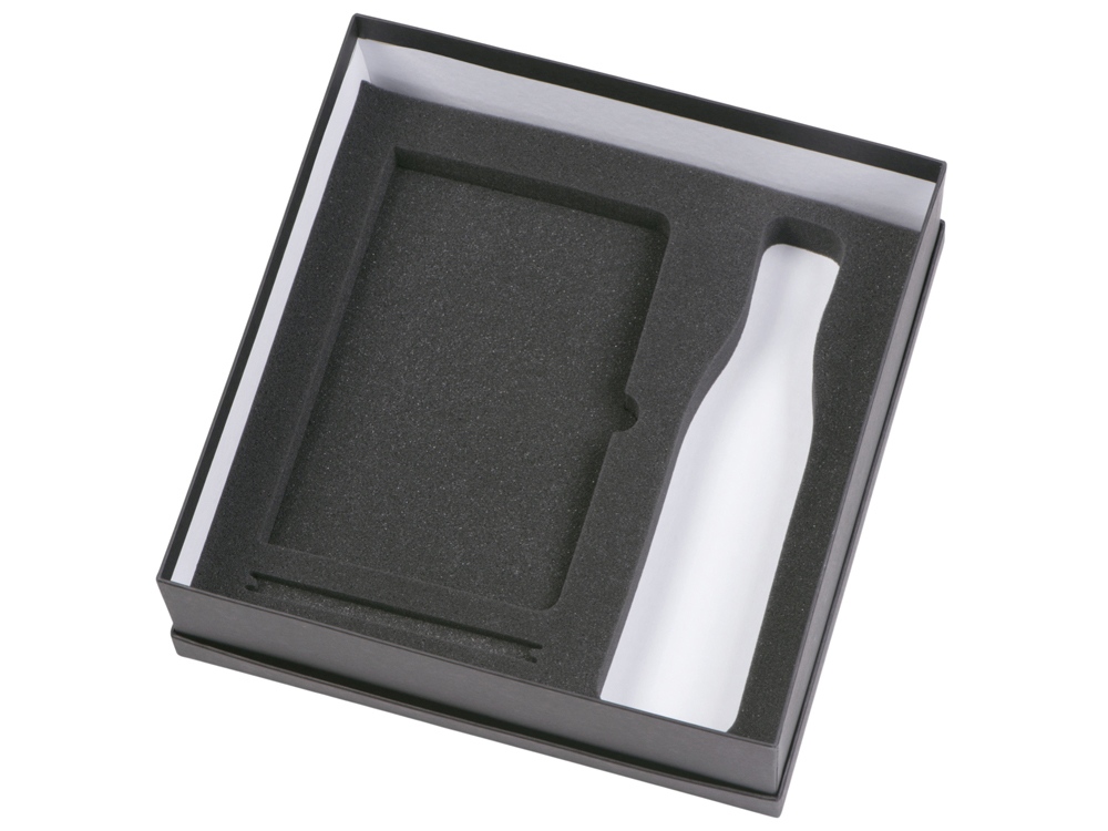 Подарочный набор с блокнотом С3, металлической ручкой и термобутылкой, темно-синий