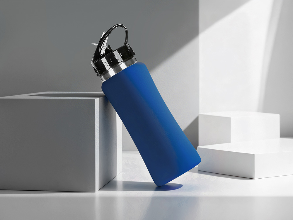 Подарочный набор с бутылкой для воды и повербанком С1, 5000 mAh, темно-синий