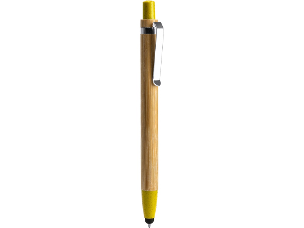 Ручка-стилус шариковая NAGOYA с бамбуковым корпусом, натуральный/желтый