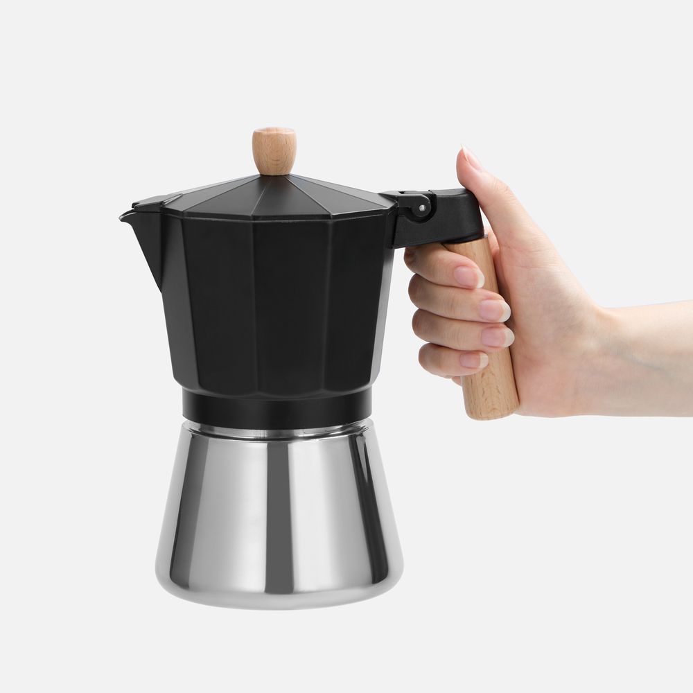 Гейзерная кофеварка Puffa — пример нанесения логотипа () | Print Logo