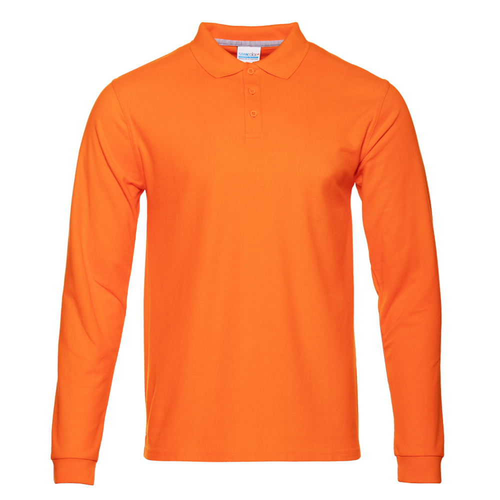 Рубашка поло мужская STAN длинный рукав хлопок/полиэстер 185, 104S, Оранжевый (28) (42/XXS)