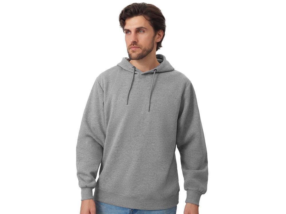 Толстовка с капюшоном оверсайз Lisbon унисекс, серый меланж