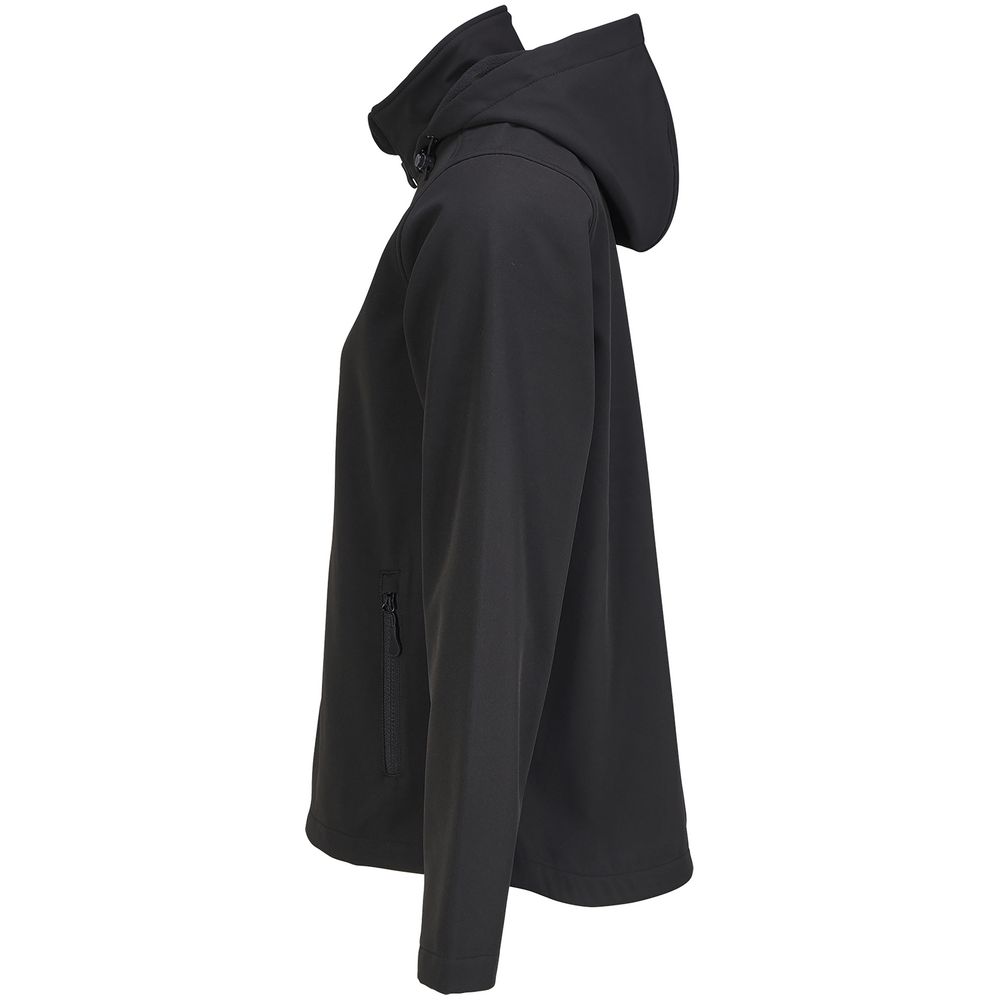 Куртка софтшелл с капюшоном женская Race Women, черная, размер 3XL