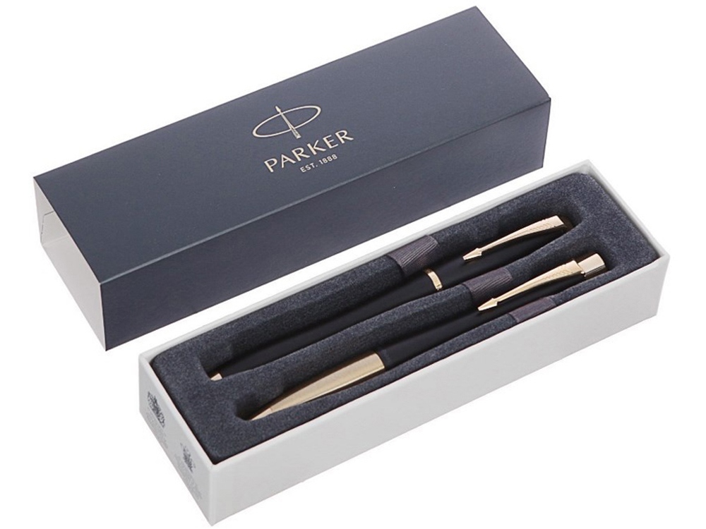 Подарочный набор из 2-х ручек Parker URBAN Muted black GT перьевая и шариковая ручки