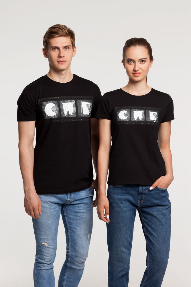 Футболка женская «Небо-душа» — пример нанесения логотипа (Принтэссенция) | Print Logo