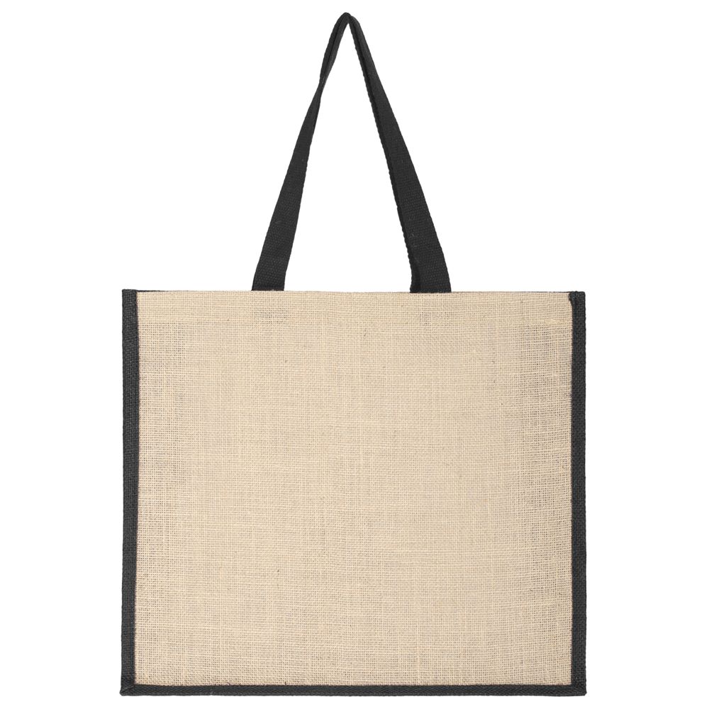 Холщовая сумка для покупок Bagari с синей отделкой фото на сайте Print Logo.