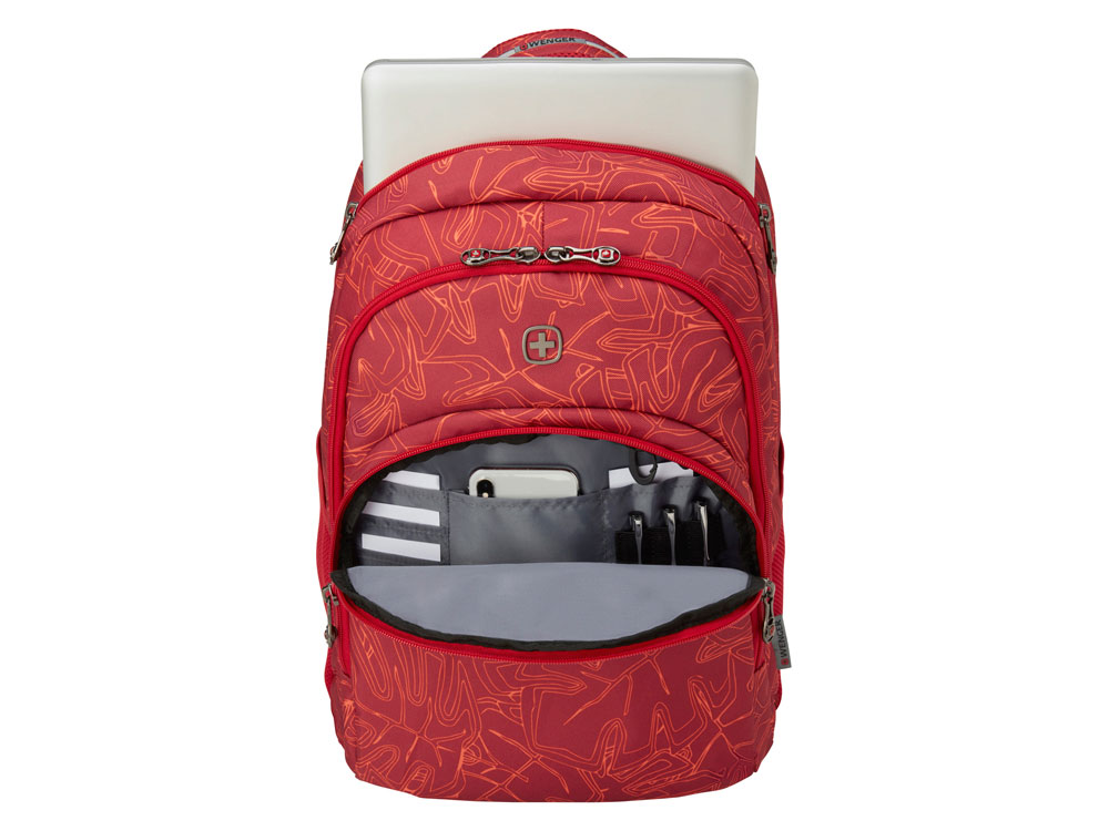 Рюкзак WENGER 16'', красный с рисунком, полиэстер, 34 x 26 x 47 см, 28 л
