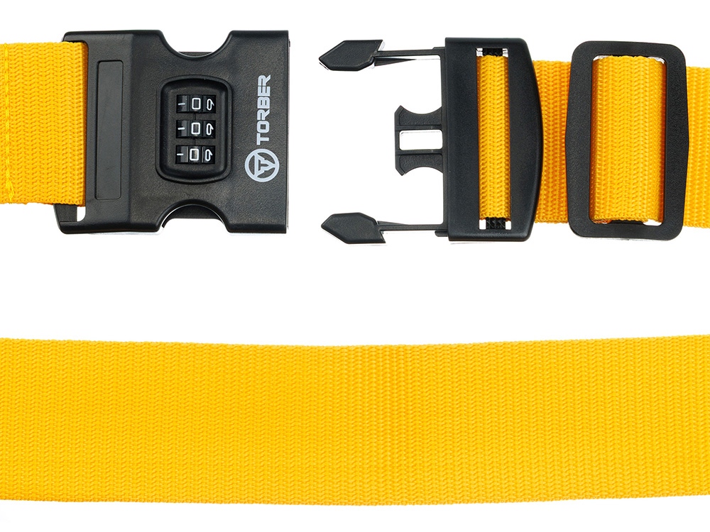 Ремень для чемодана Torber, желтый, 182 х 5 см